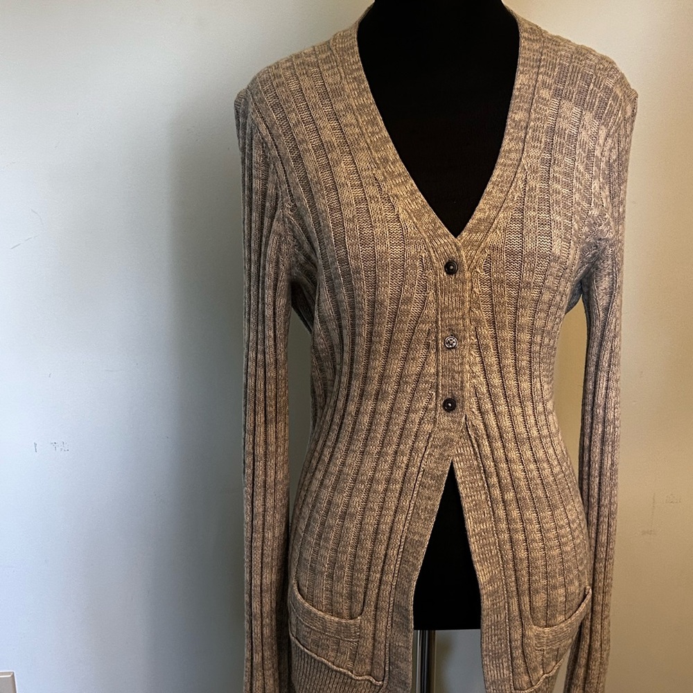 Mark Jacob’s Gray Ribbed V-Neck Button Cardigan S… - image 3